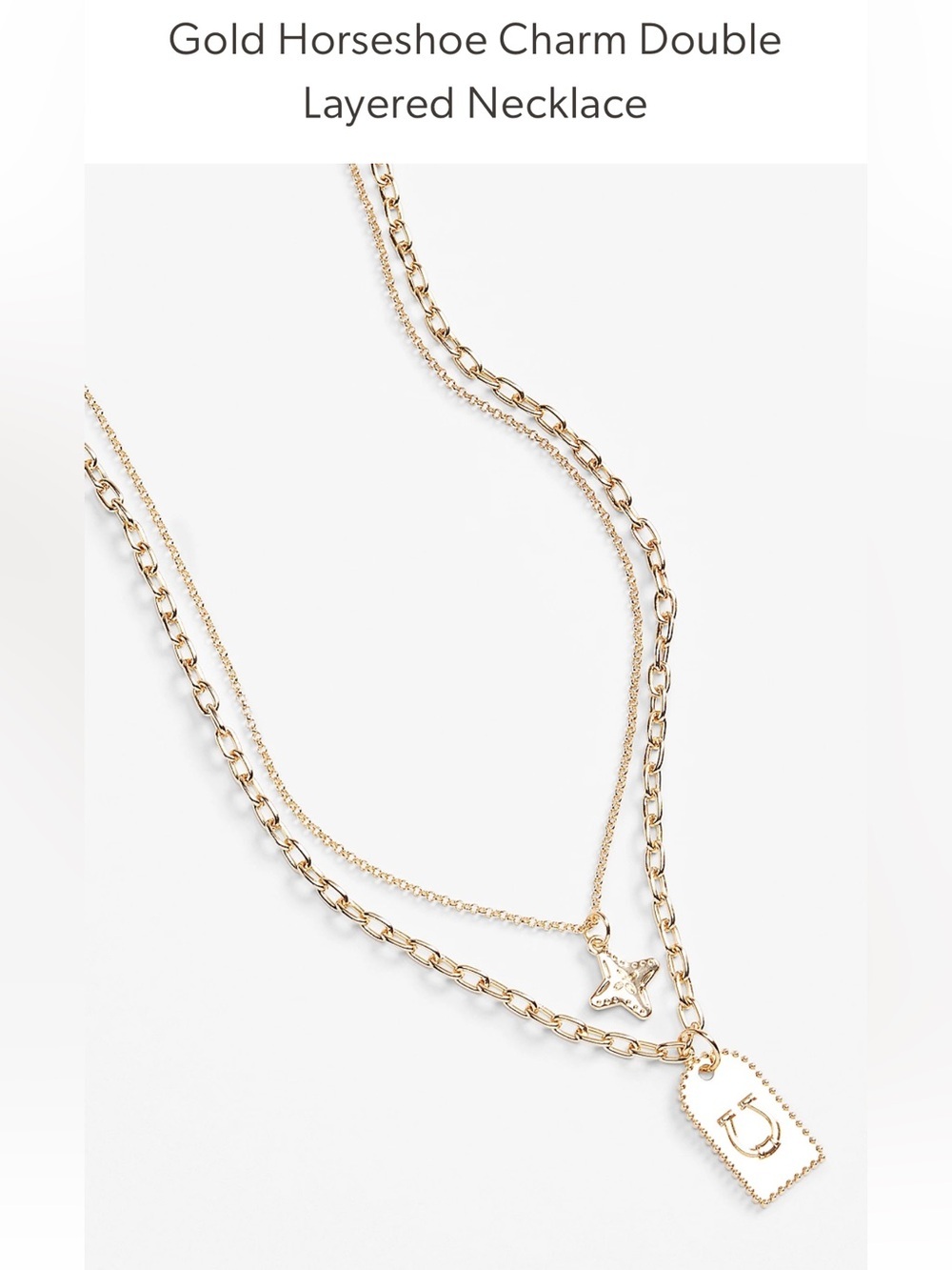 MAURICES Gold Horseshoe Double Layer Charm Necklace Western